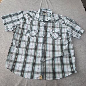 Rafter C Outdoors Men's Plaid Button Up Shirt XXL Short Sleeve Western Casual